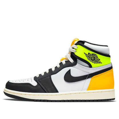 Jordan 1 Retro High White Black Volt University Gold